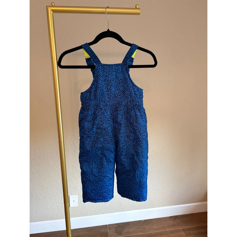 Carters Toddler Boys Blue Black Dot Insulated Snow Bibs Overalls Size 2T